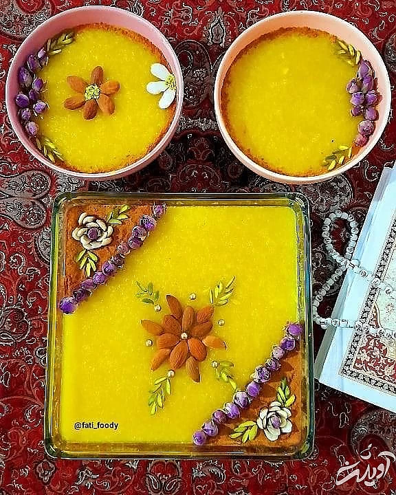 تزیین شله زرد با بادام شله زرد با بادام